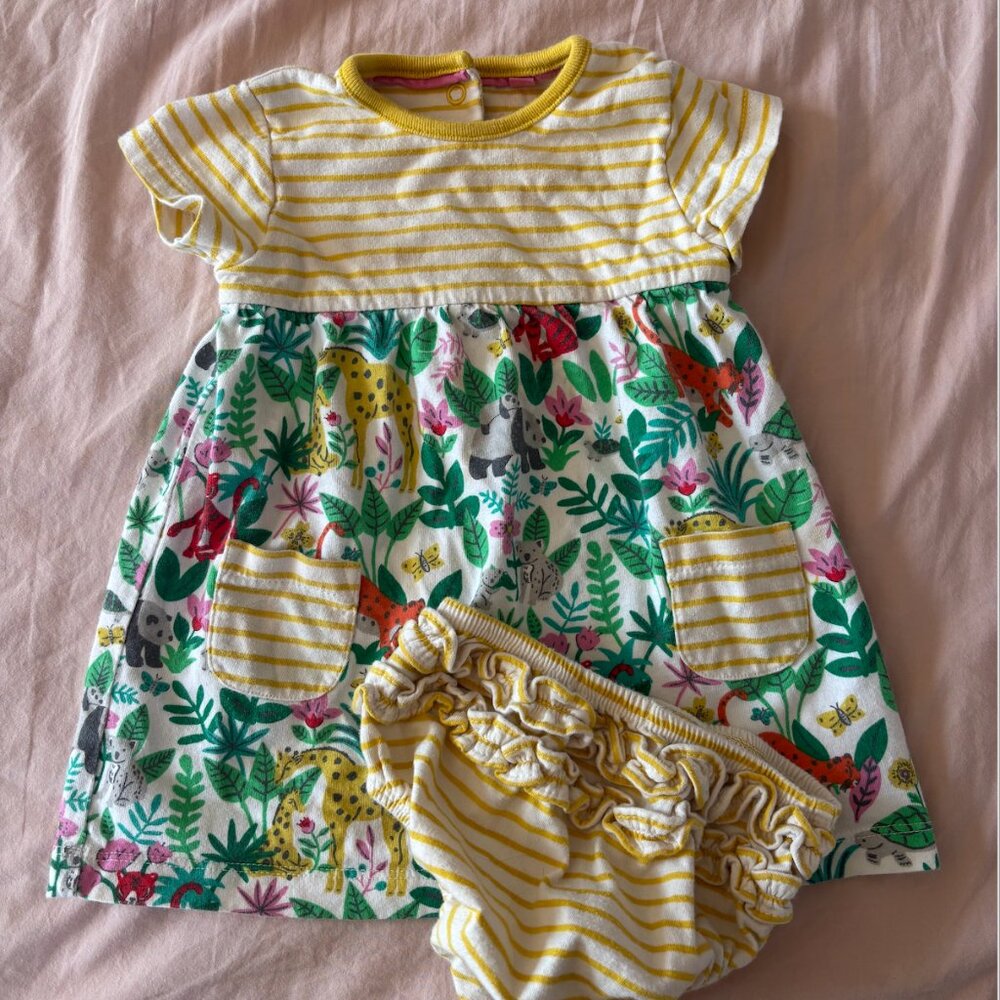 Baby Boden  Yellow Jungle Dress with Bloomers